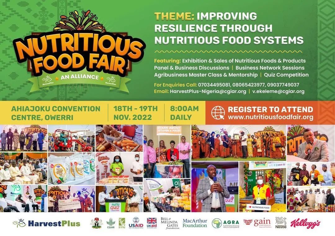 Invitation to the 8th edition of the Nutritious Food Alliance starting tomorrow 18th to 19th November 2022 at Ahiajoku Convention Center Owerri, Imo State.